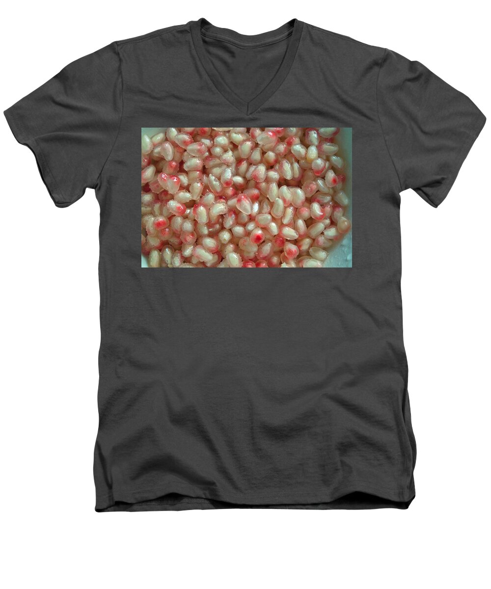 Pomegranate Men's V-Neck T-Shirt featuring the photograph Pearly Pomegranate Seeds by Tikvah's Hope