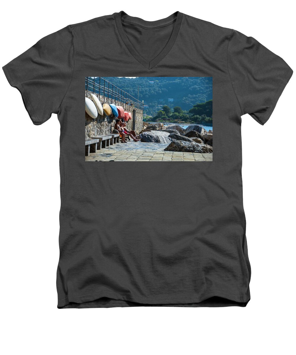 Europe Men's V-Neck T-Shirt featuring the photograph People Watching by Matt Swinden