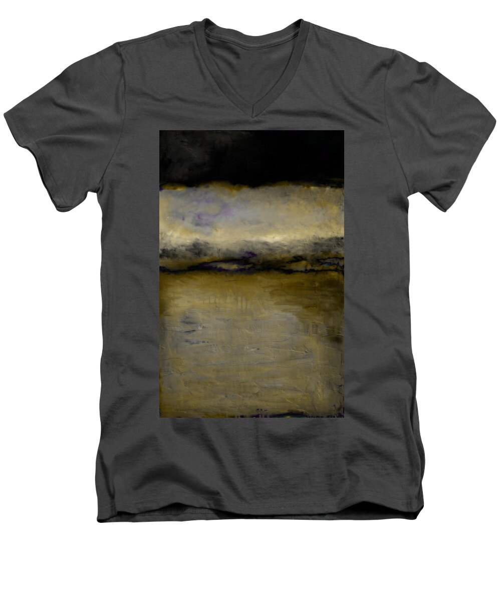 Lake Men's V-Neck T-Shirt featuring the painting Pewter Skies by Michelle Calkins
