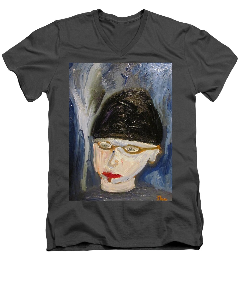 Black Men's V-Neck T-Shirt featuring the painting Phoenix Rising by Shea Holliman