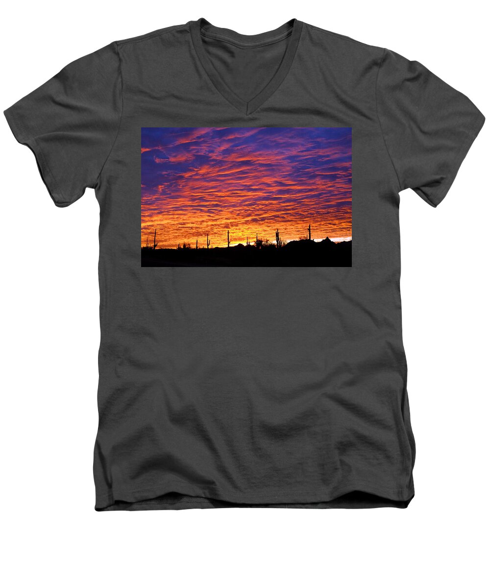 Phoenix Men's V-Neck T-Shirt featuring the photograph Phoenix Sunrise by Jill Reger