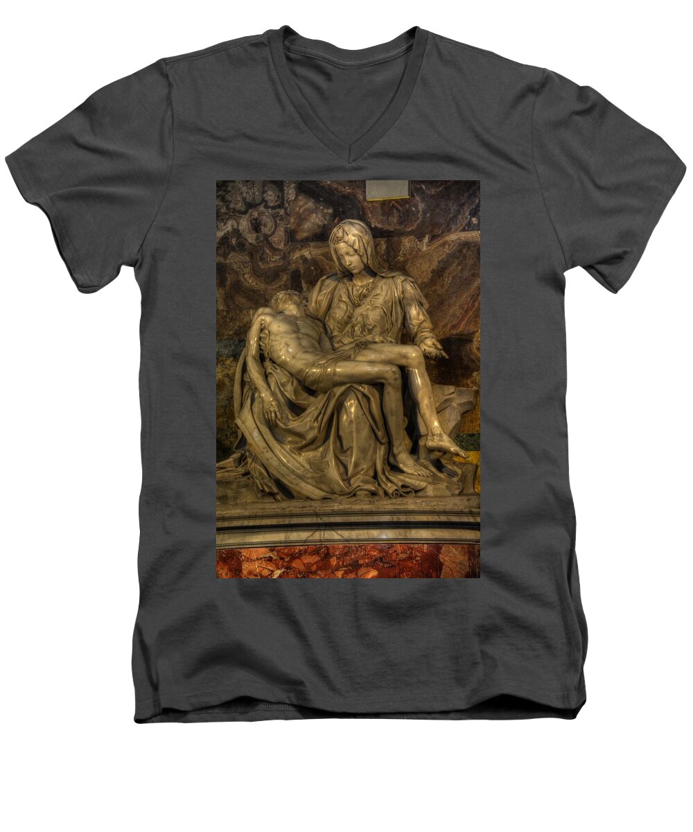 Saint Peters Men's V-Neck T-Shirt featuring the photograph Pieta by Michael Kirk