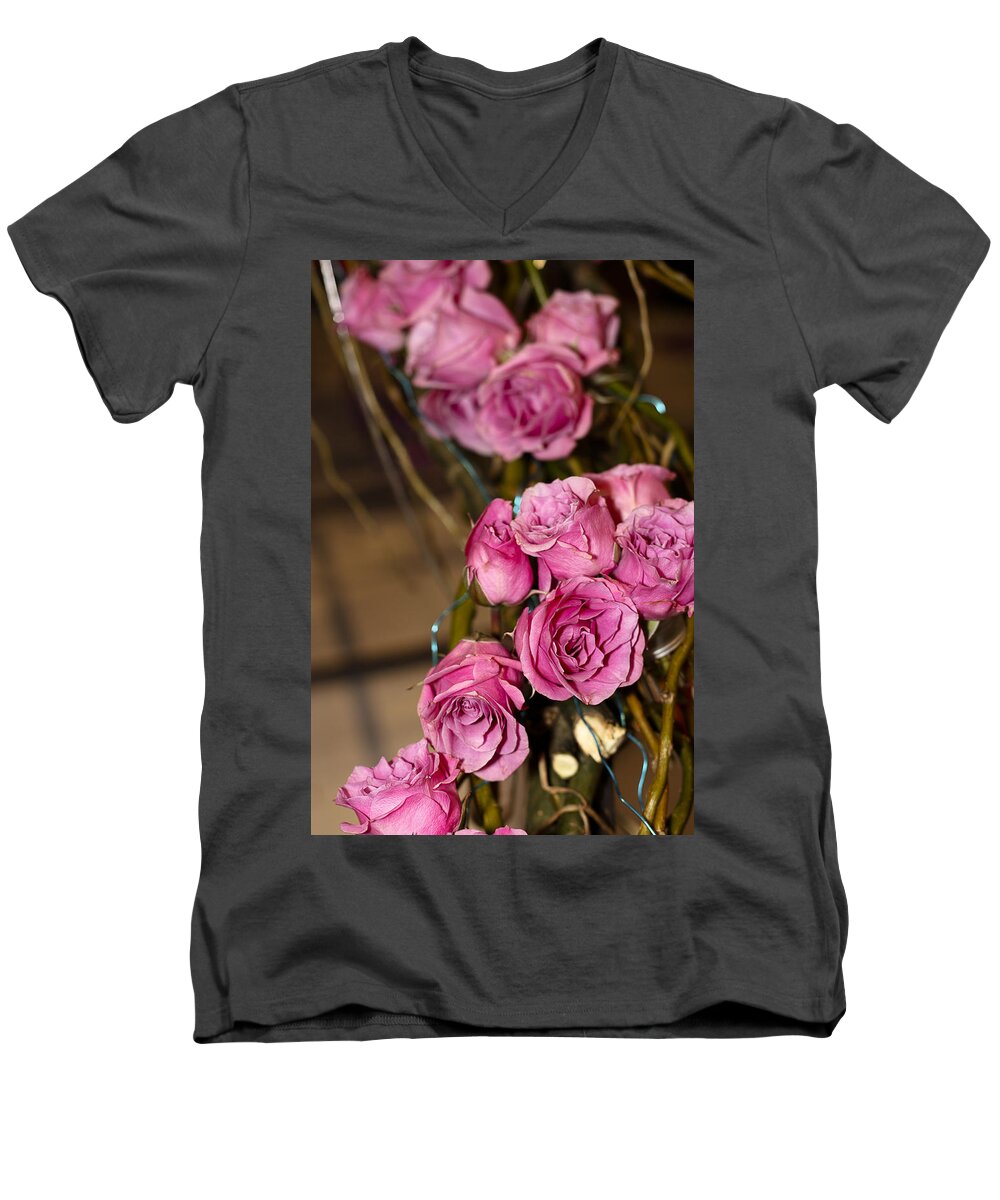 Floral Men's V-Neck T-Shirt featuring the photograph Pink Roses by Patrice Zinck