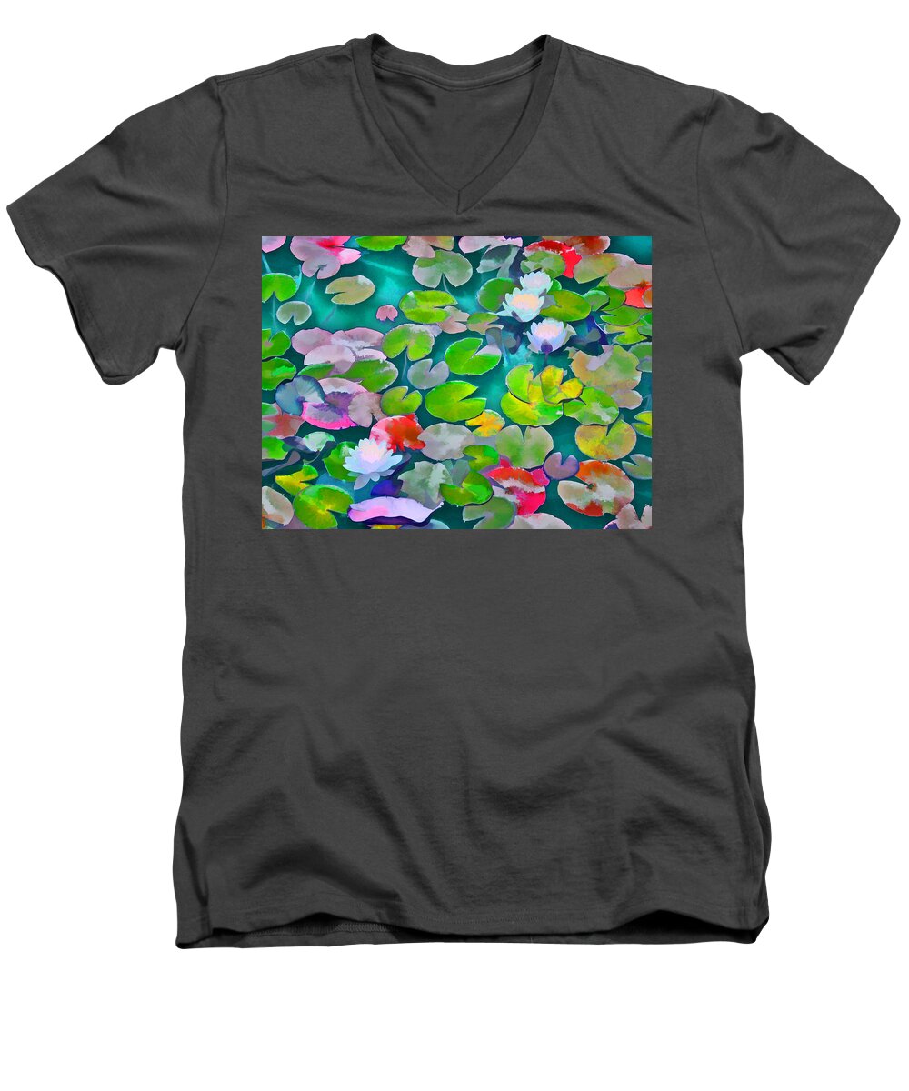 Pond Lilies Men's V-Neck T-Shirt featuring the photograph Pond Lily 5 by Pamela Cooper