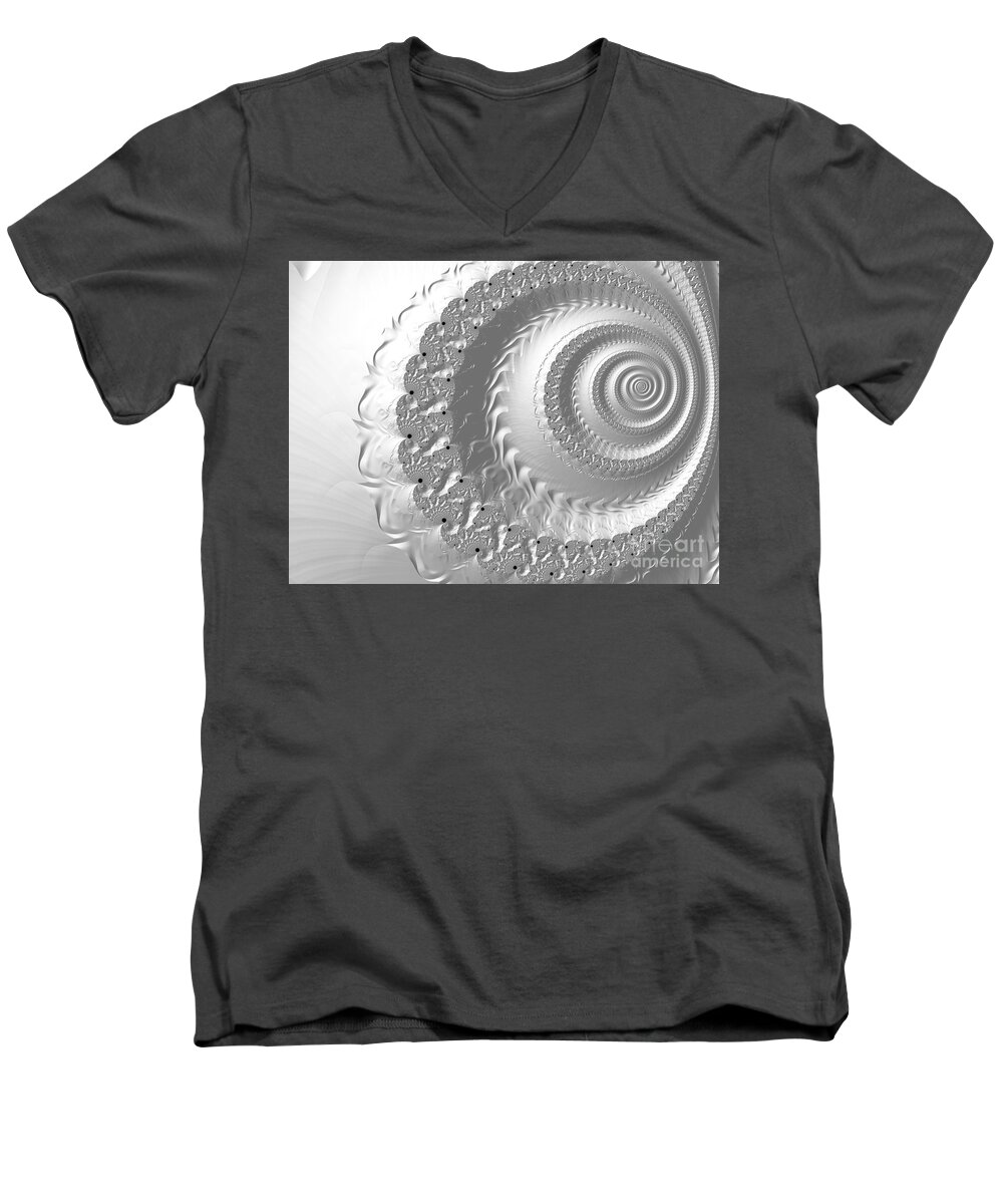 Fractal Men's V-Neck T-Shirt featuring the digital art Porcelain by Vix Edwards