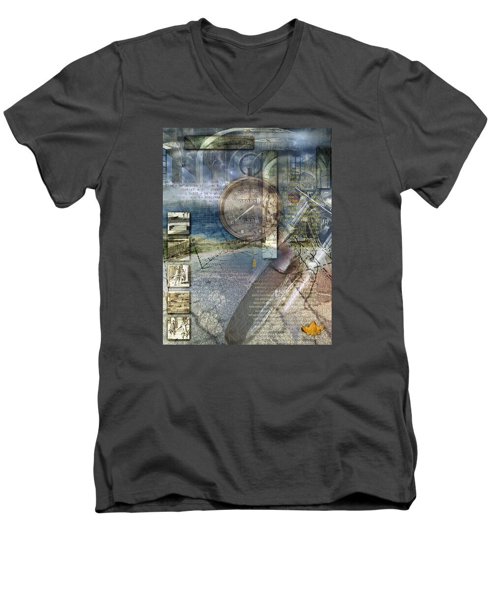 Motorcycle Men's V-Neck T-Shirt featuring the digital art Progressions by Linda Carruth