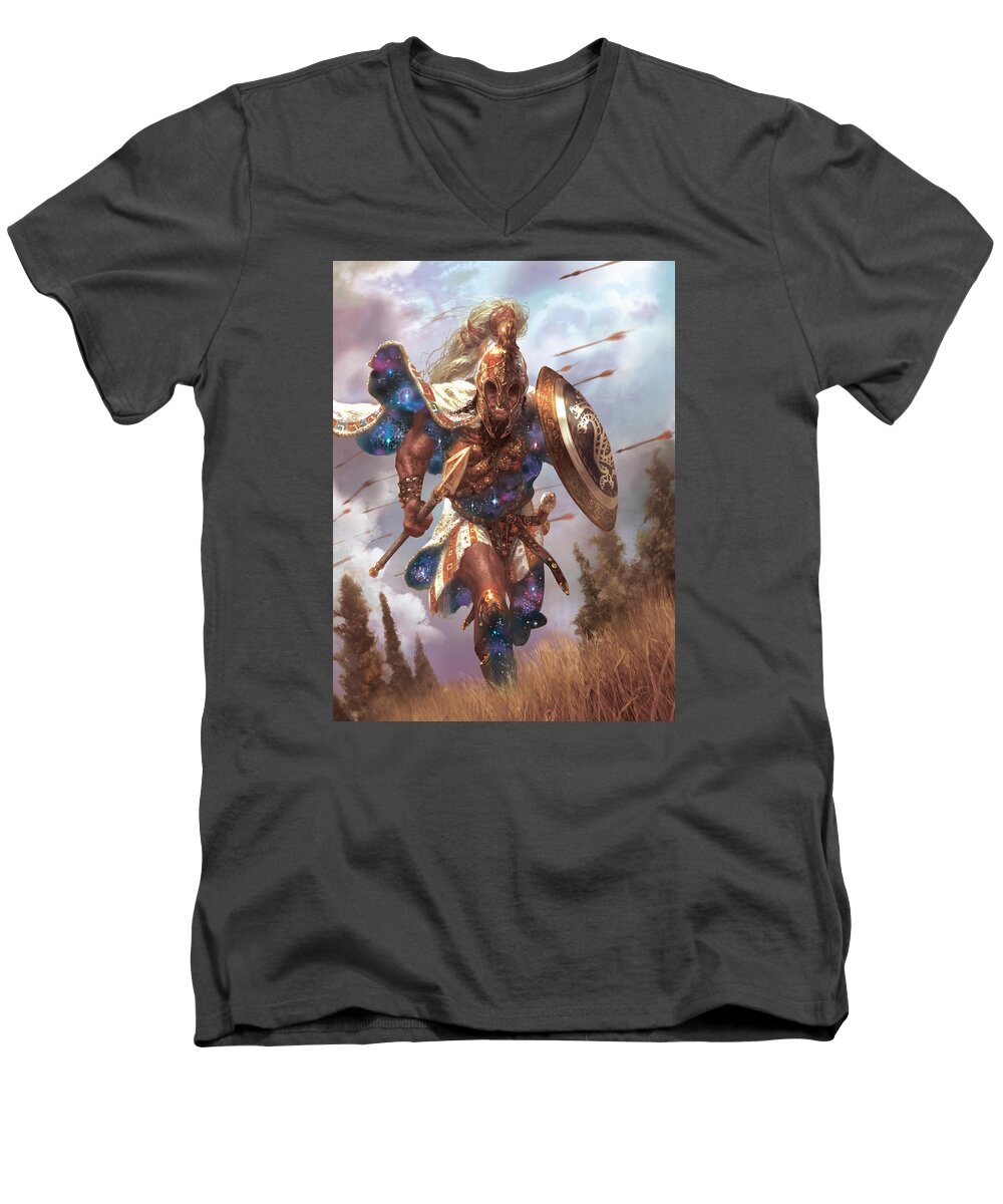 Magic Men's V-Neck T-Shirt featuring the digital art Promo Soldier Token by Ryan Barger