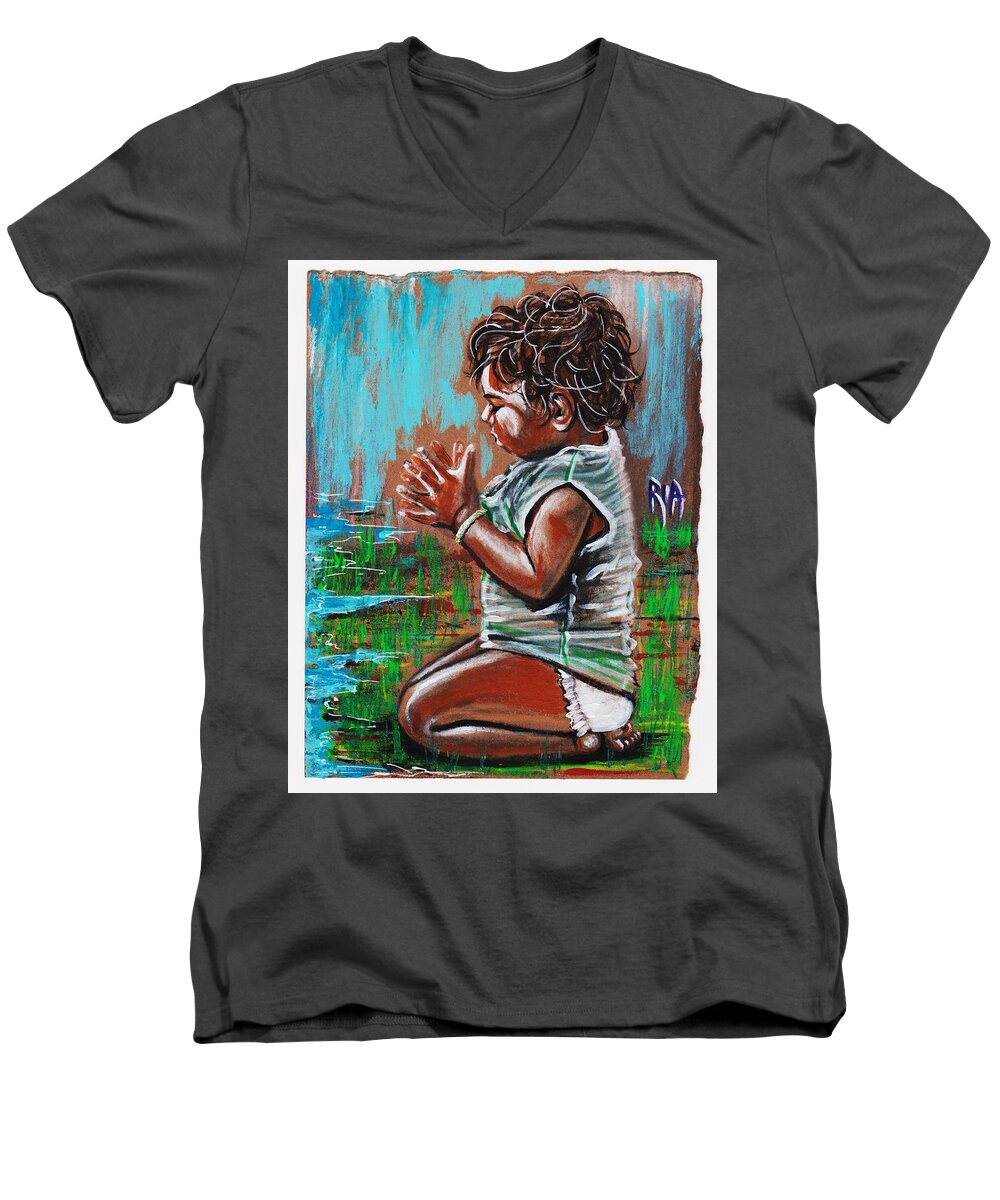 Artbyria Men's V-Neck T-Shirt featuring the photograph Psalms 83 vs 18 by Artist RiA