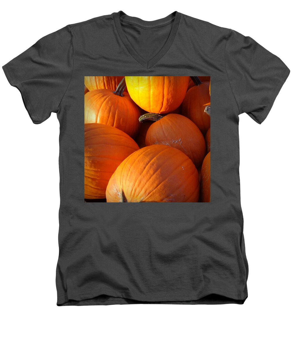 Skompski Men's V-Neck T-Shirt featuring the photograph Pumpkins by Joseph Skompski
