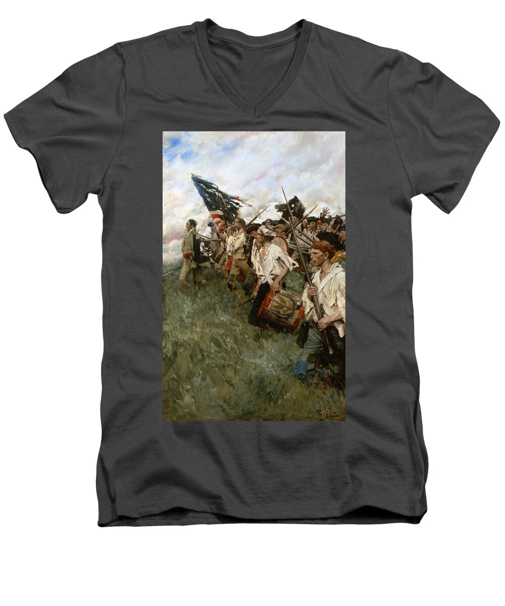 1780s Men's V-Neck T-Shirt featuring the painting The Nation Makers, 1906 by Howard Pyle