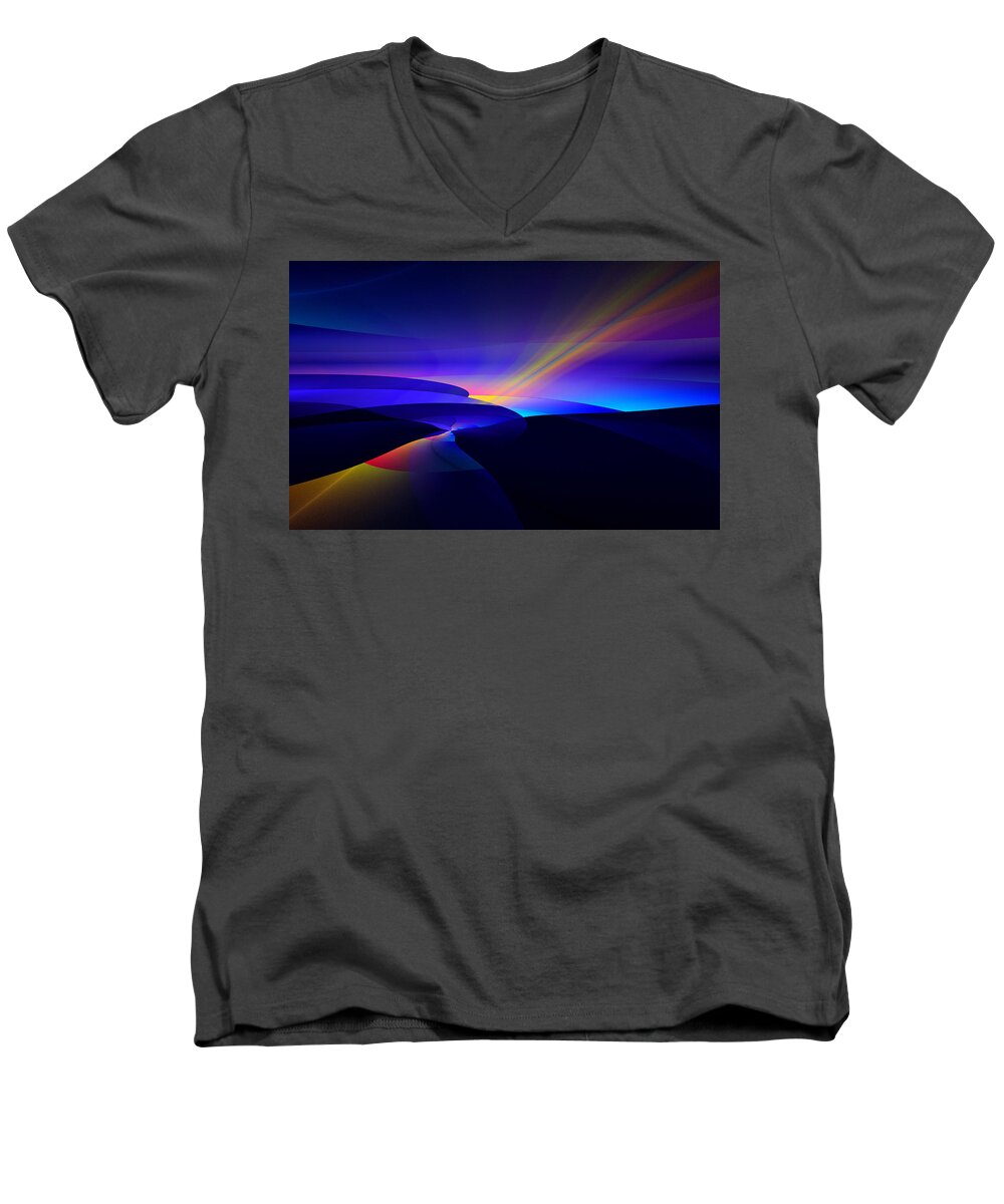 Digital Men's V-Neck T-Shirt featuring the digital art Rainbow Pathway by Gary Blackman