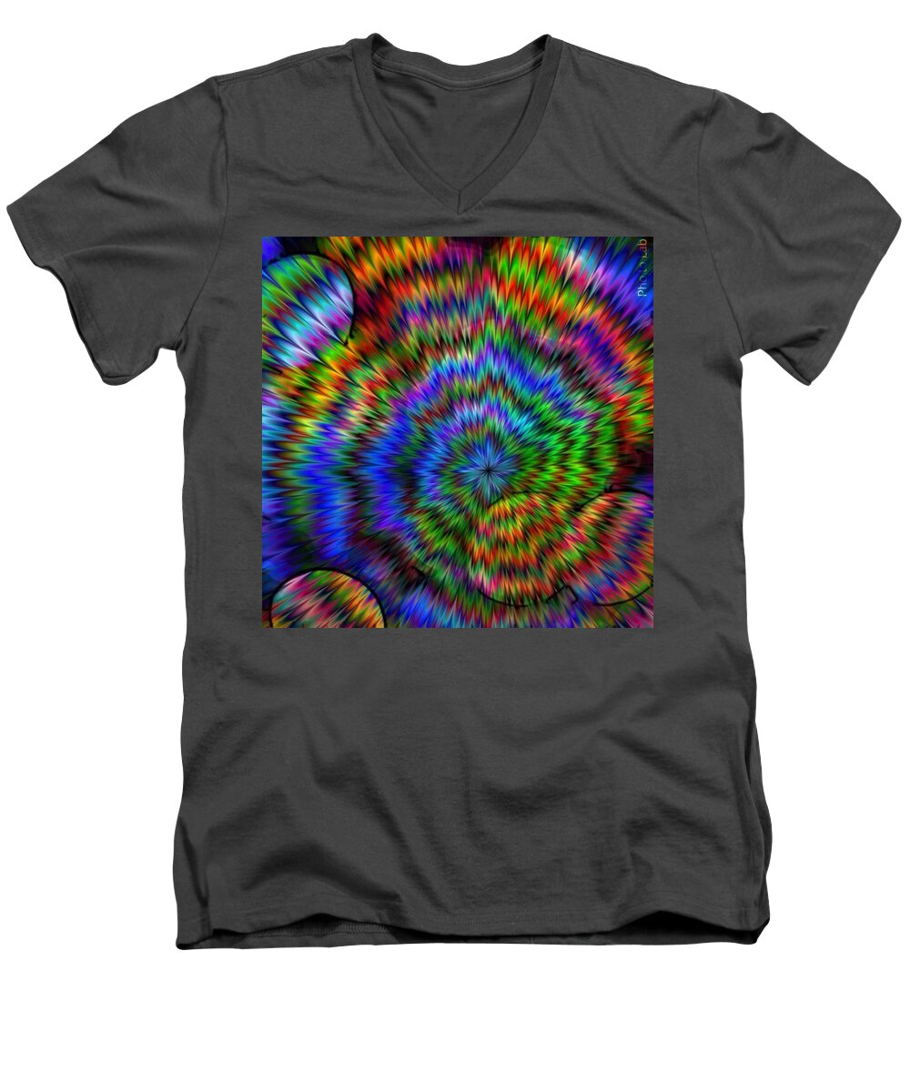 Digital Art Men's V-Neck T-Shirt featuring the digital art Rainbow Super Nova by Karen Buford