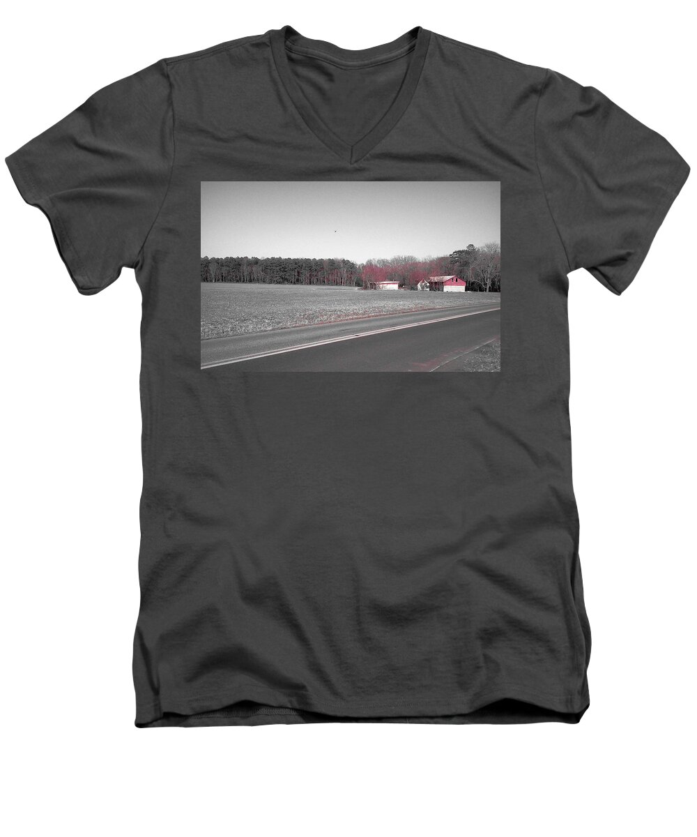 Barn Men's V-Neck T-Shirt featuring the photograph Red Barn by Chris W Photography AKA Christian Wilson