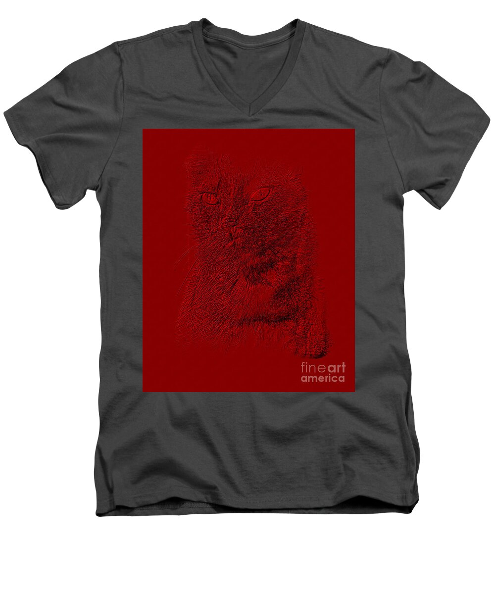 Animals Men's V-Neck T-Shirt featuring the photograph Red Cat Collection. SPECIAL... by Oksana Semenchenko