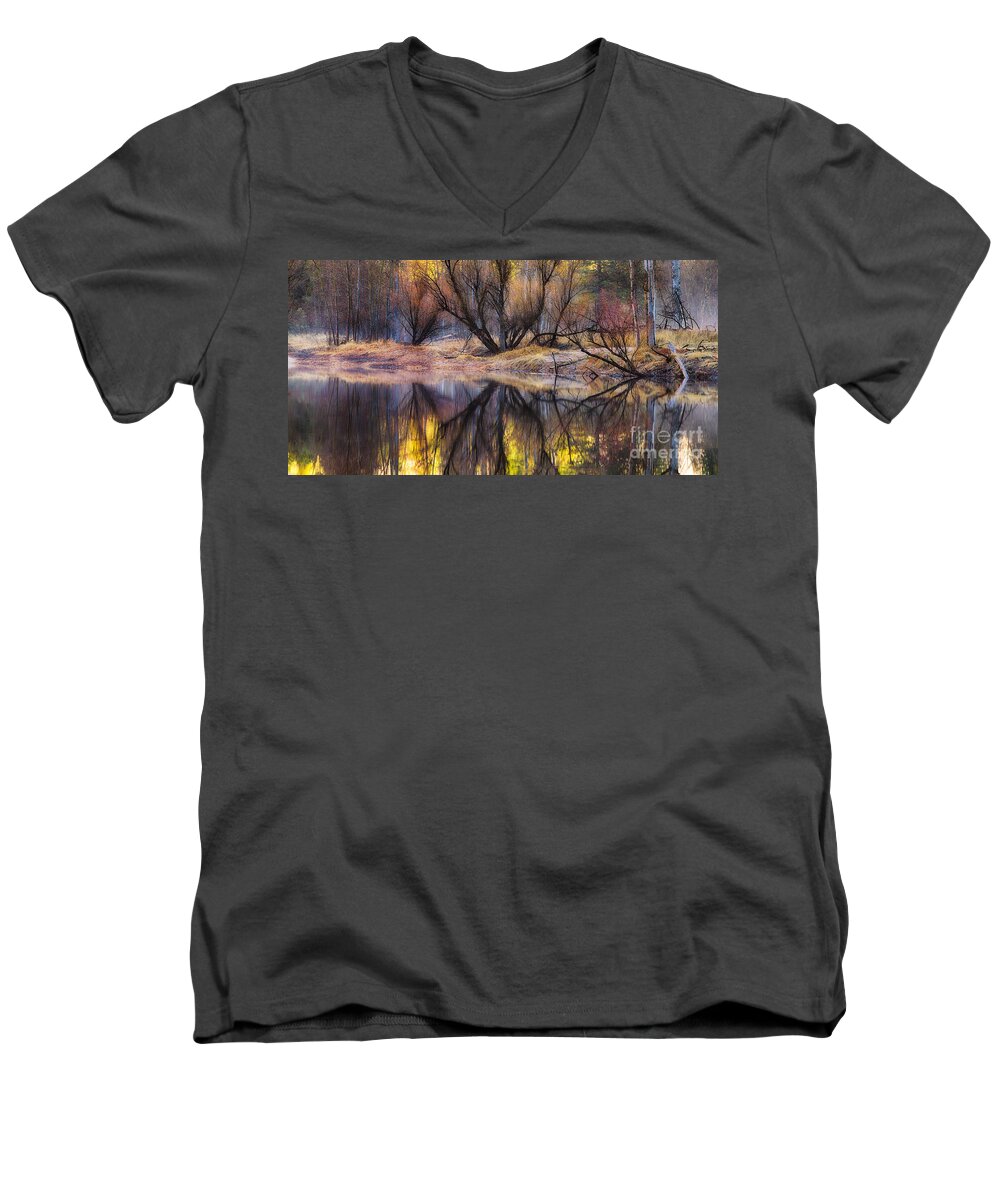 Yosemite Men's V-Neck T-Shirt featuring the photograph Reflections by Anthony Michael Bonafede