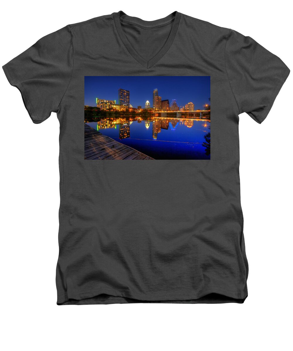 Austin Men's V-Neck T-Shirt featuring the photograph Reflections by Dave Files