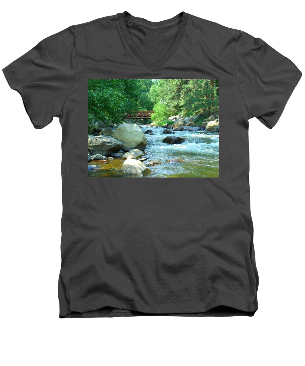 Big Thompson River Men's V-Neck T-Shirt featuring the photograph Remembering by Jessica Myscofski