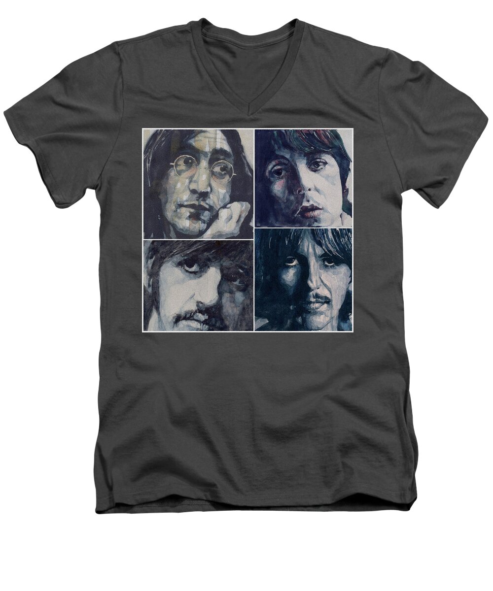The Beatles Men's V-Neck T-Shirt featuring the painting Reunion by Paul Lovering