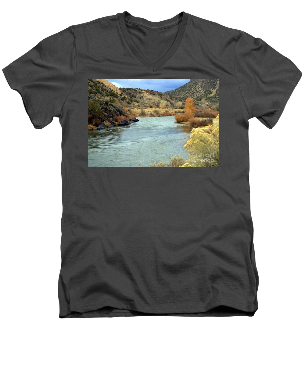 Rio Grande Gorge Men's V-Neck T-Shirt featuring the photograph Rio Grande Gorge by John Greco