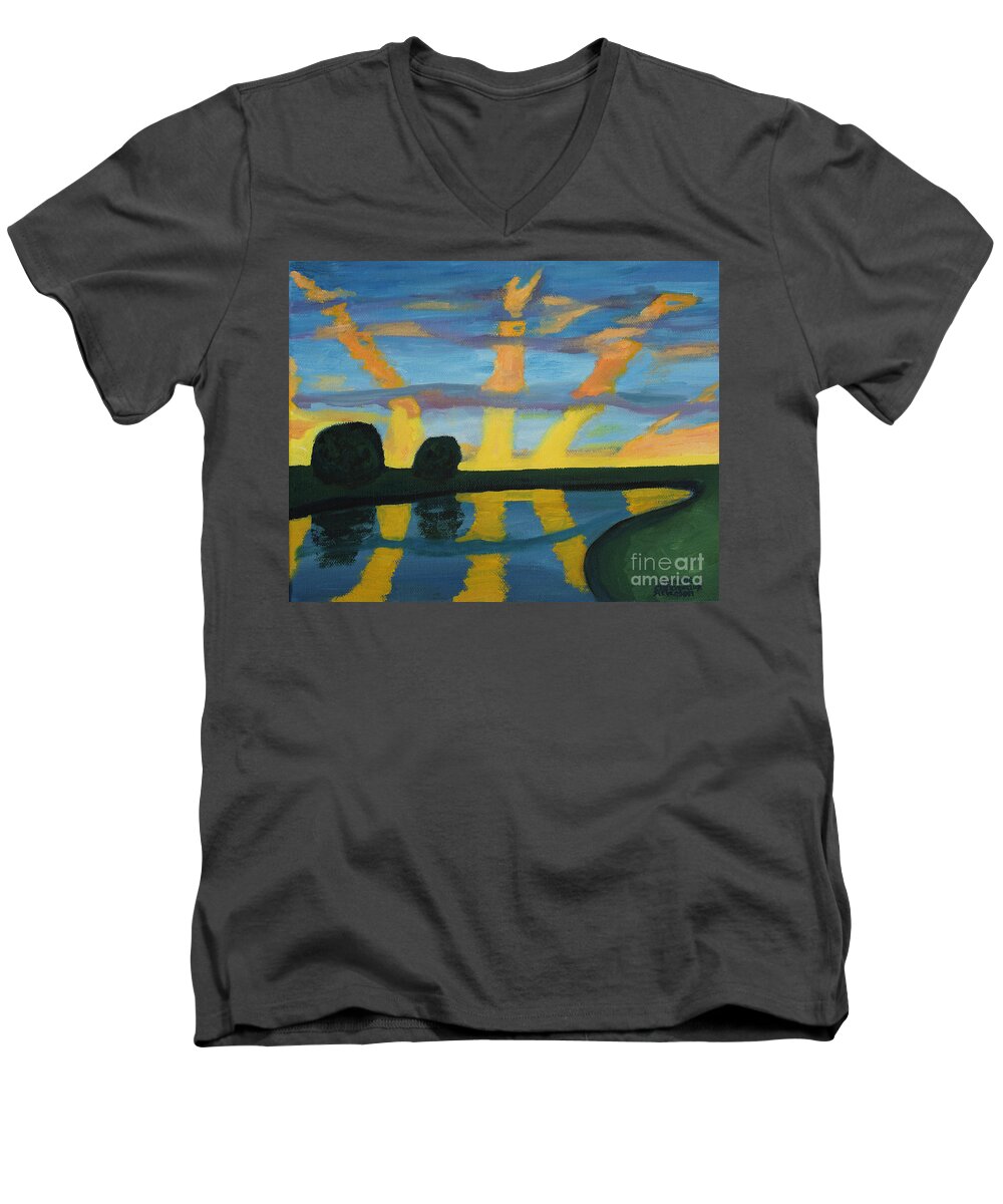 Rise And Shine Men's V-Neck T-Shirt featuring the painting Rise And Shine by Annette M Stevenson