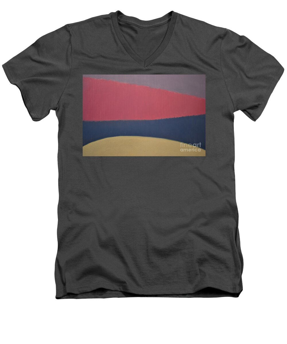 Abstract Men's V-Neck T-Shirt featuring the painting River by Karen Francis