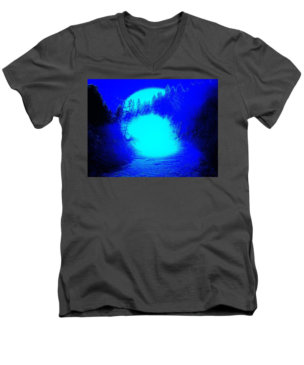 Nature Men's V-Neck T-Shirt featuring the digital art River Moon by William Horden