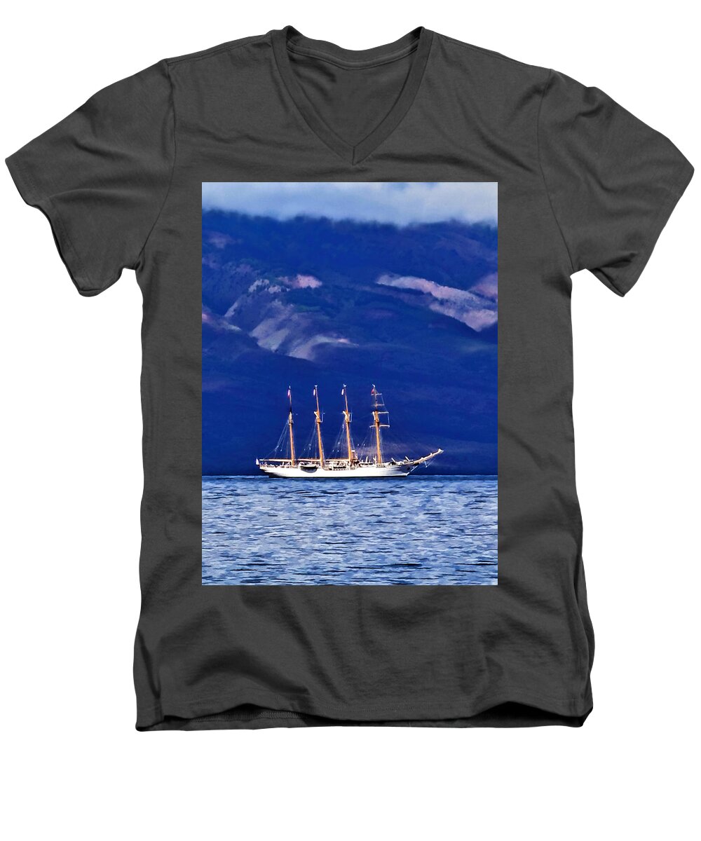 Ocean Men's V-Neck T-Shirt featuring the photograph Road to Lahaina 34 by Dawn Eshelman