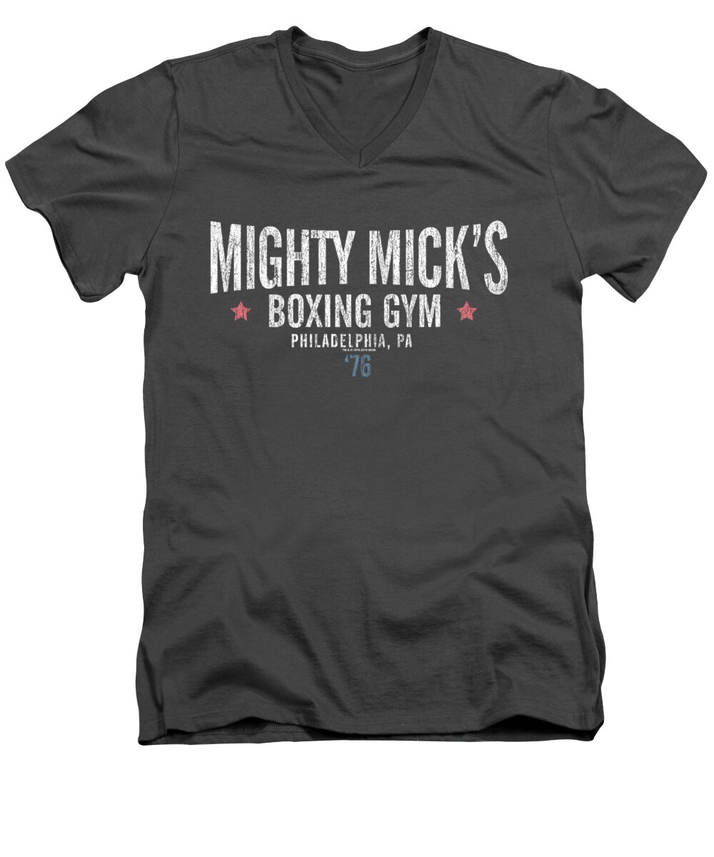  Men's V-Neck T-Shirt featuring the digital art Rocky - Mighty Micks Boxing Gym by Brand A