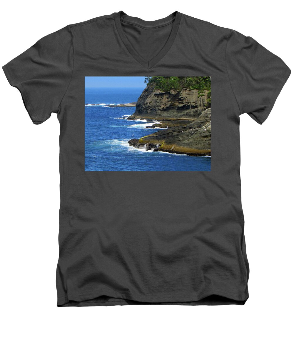 Neah Bay Men's V-Neck T-Shirt featuring the photograph Rocky Shores by Tikvah's Hope