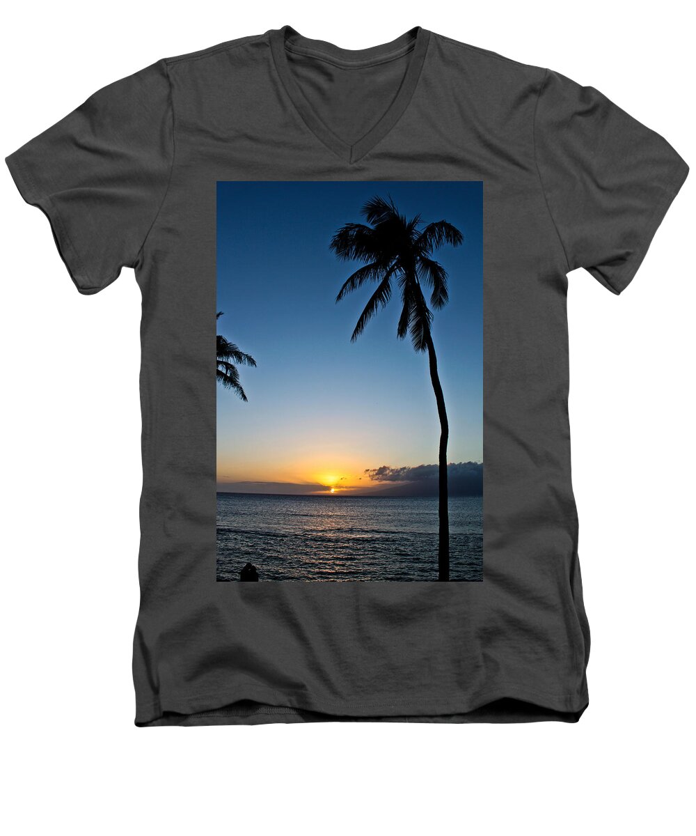 Romantic Maui Sunset Photographs Men's V-Neck T-Shirt featuring the photograph Romantic Maui Sunset by Joann Copeland-Paul
