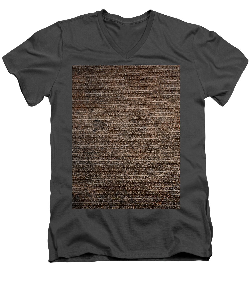 Texture Men's V-Neck T-Shirt featuring the digital art Rosetta Stone Texture by Gina Dsgn