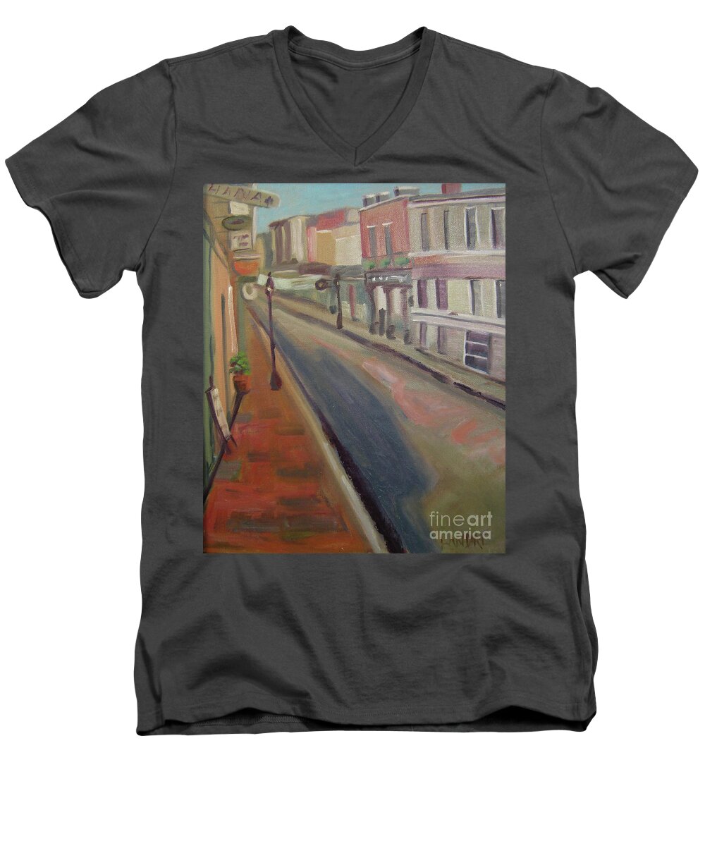 Architecture Men's V-Neck T-Shirt featuring the painting Royal Steet I by Lilibeth Andre