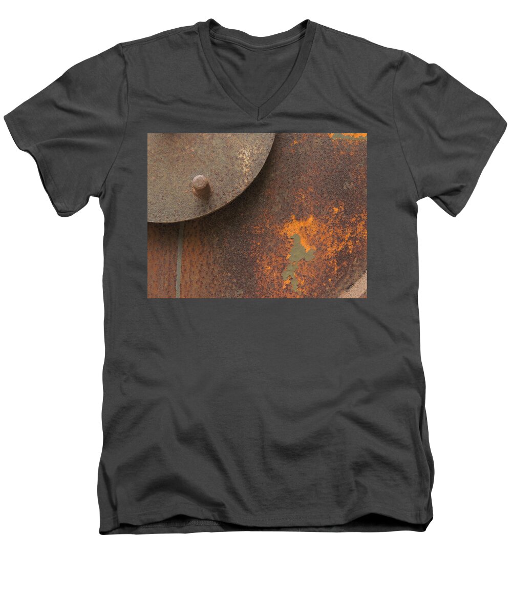  Rust Art Men's V-Neck T-Shirt featuring the photograph Rusty Abstraction by Bill Tomsa