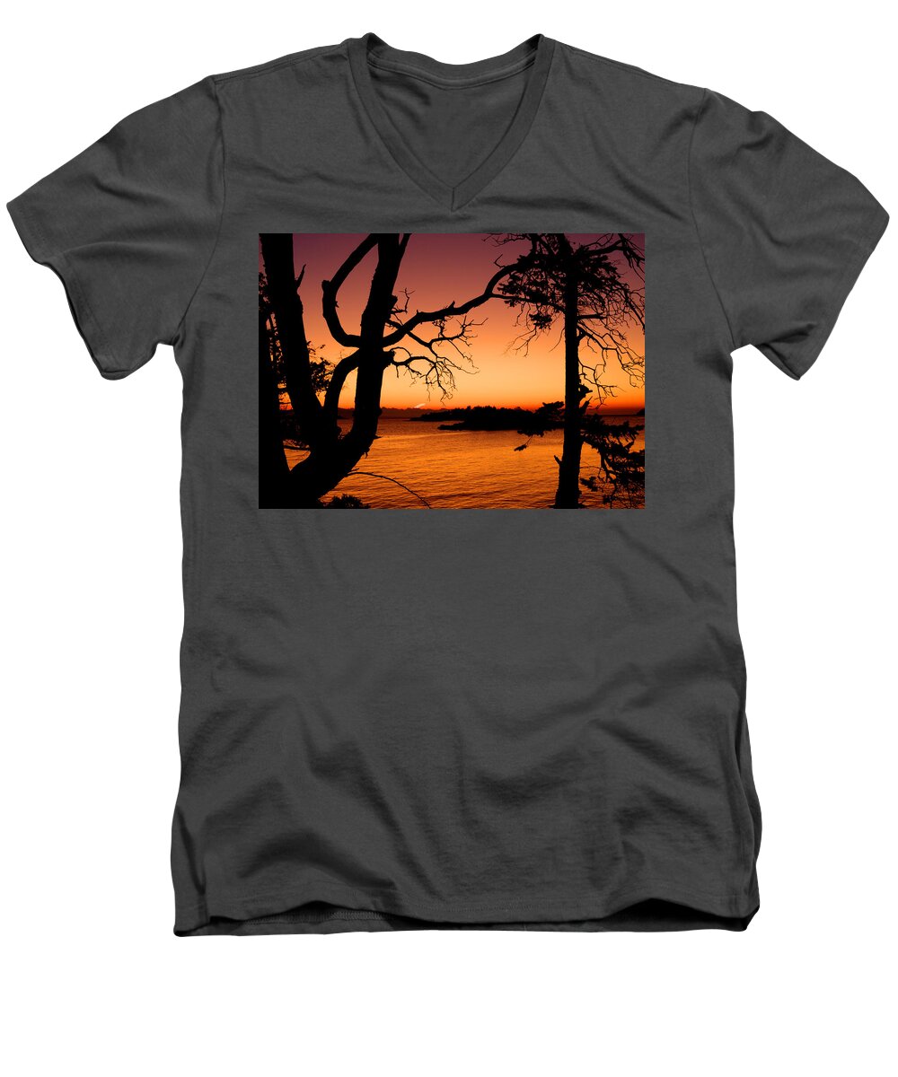 Sunrise Men's V-Neck T-Shirt featuring the photograph Salish Sunrise II by Randy Hall