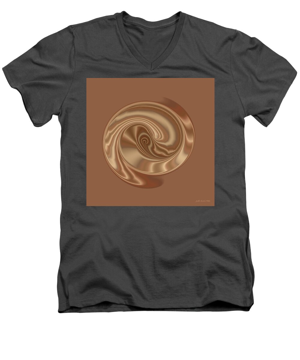 Abstract Men's V-Neck T-Shirt featuring the digital art Satin Spiral by Judi Suni Hall