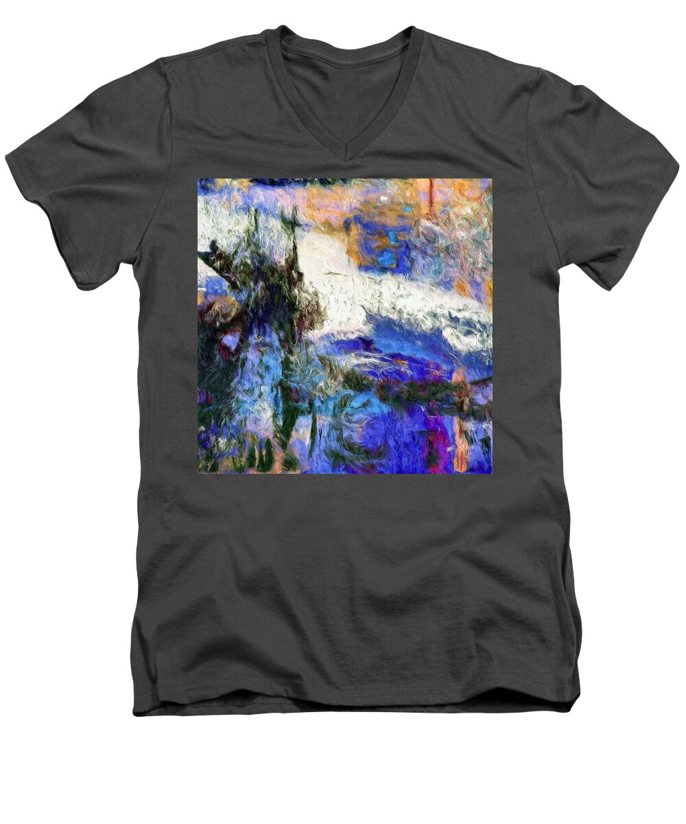 Abstract Men's V-Neck T-Shirt featuring the painting Sausalito by Dominic Piperata