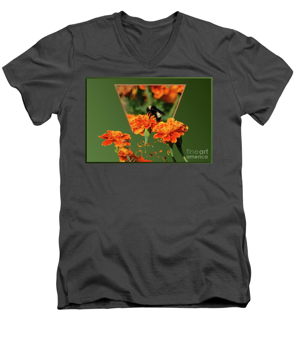Bee Men's V-Neck T-Shirt featuring the photograph Sharing the Nectar of Life by Thomas Woolworth