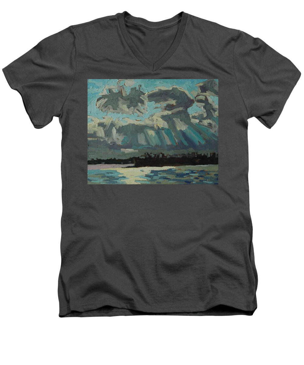 Chadwick Men's V-Neck T-Shirt featuring the painting Singleton Cold Front by Phil Chadwick