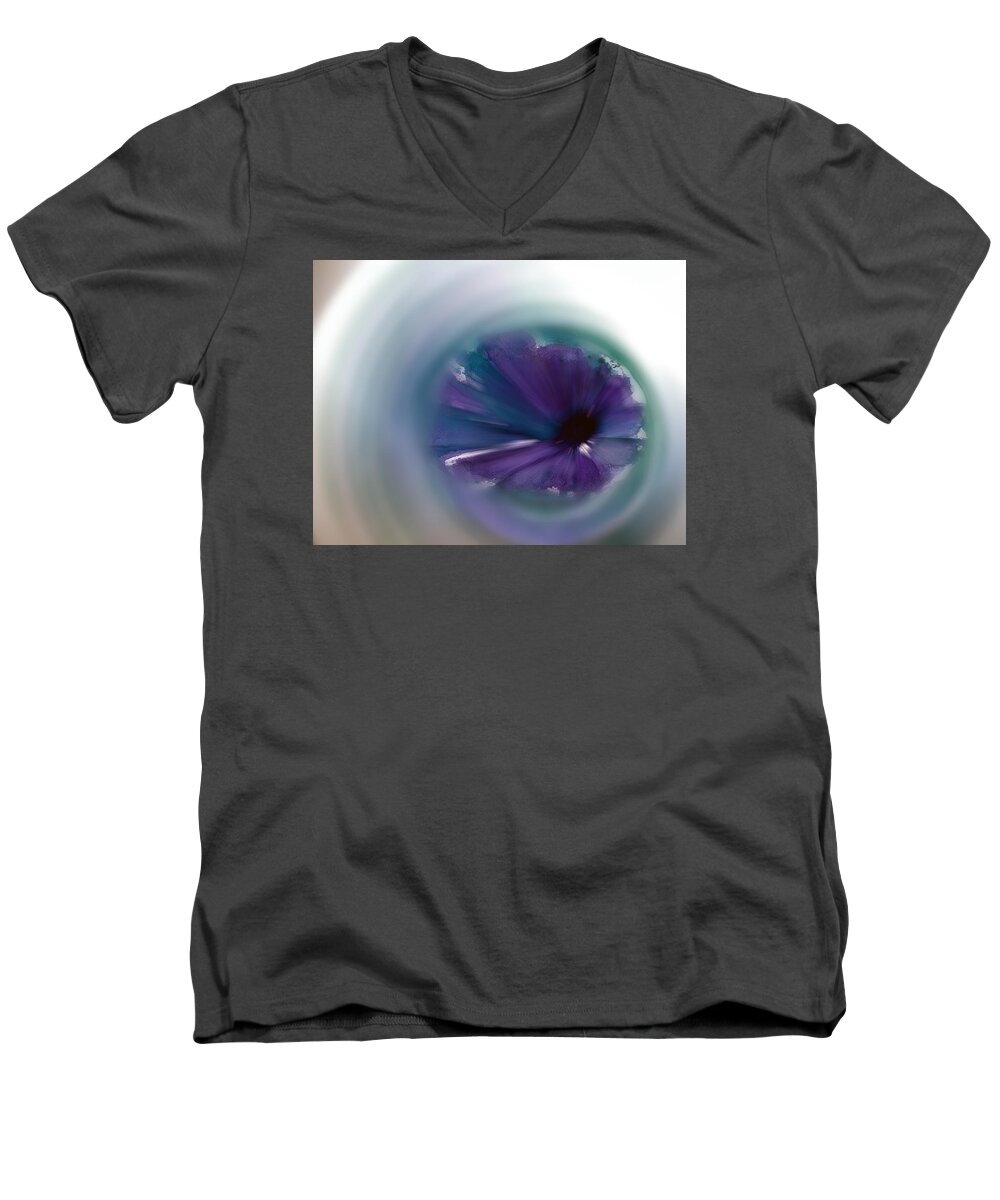 Flower Men's V-Neck T-Shirt featuring the mixed media Sinking Into Beauty by Frank Bright