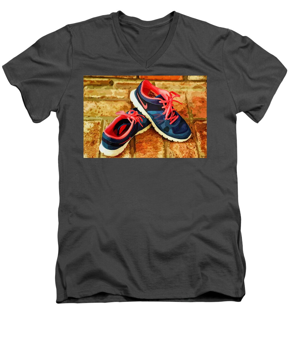Shoes Men's V-Neck T-Shirt featuring the photograph Sneaks by Tom Prendergast