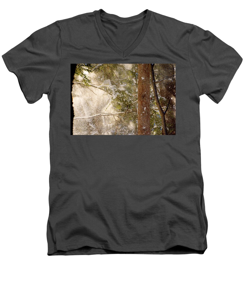 Snowfall Men's V-Neck T-Shirt featuring the photograph Snowfall by Tracy Winter