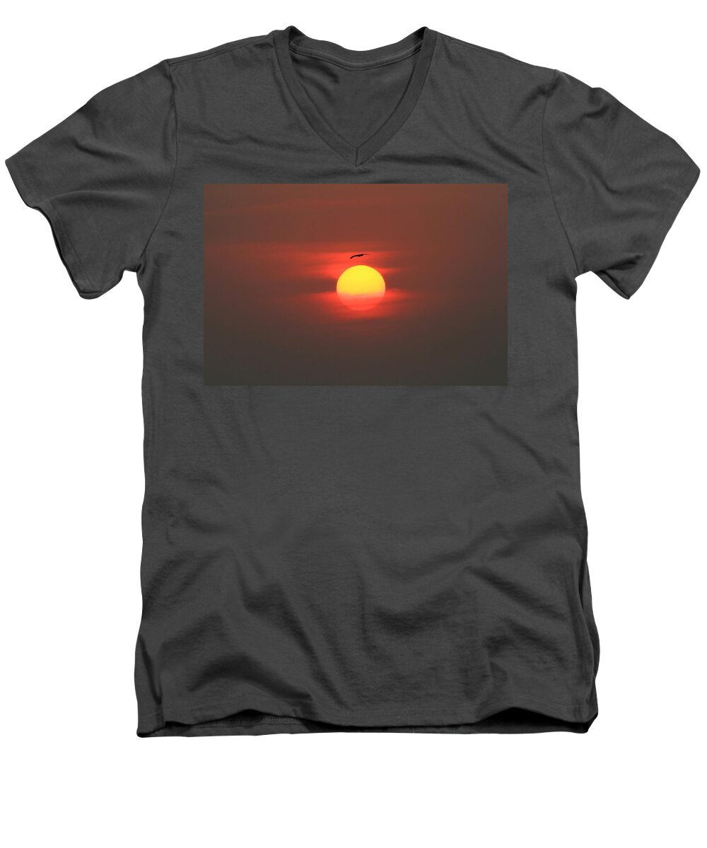 Sunrise Men's V-Neck T-Shirt featuring the photograph Soaring High by Roger Becker