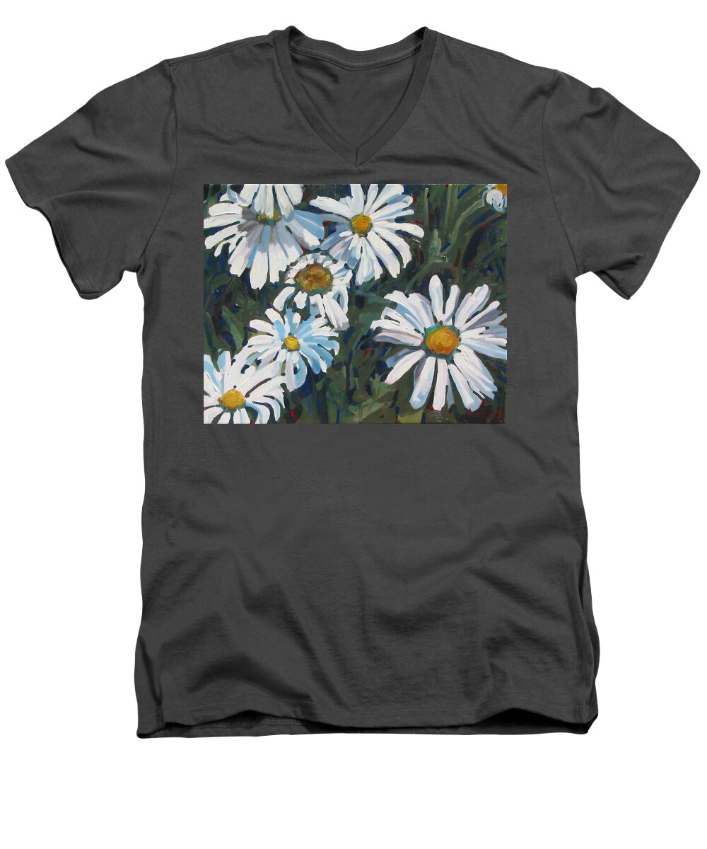 Floral Men's V-Neck T-Shirt featuring the painting Some Are Daisies by Phil Chadwick