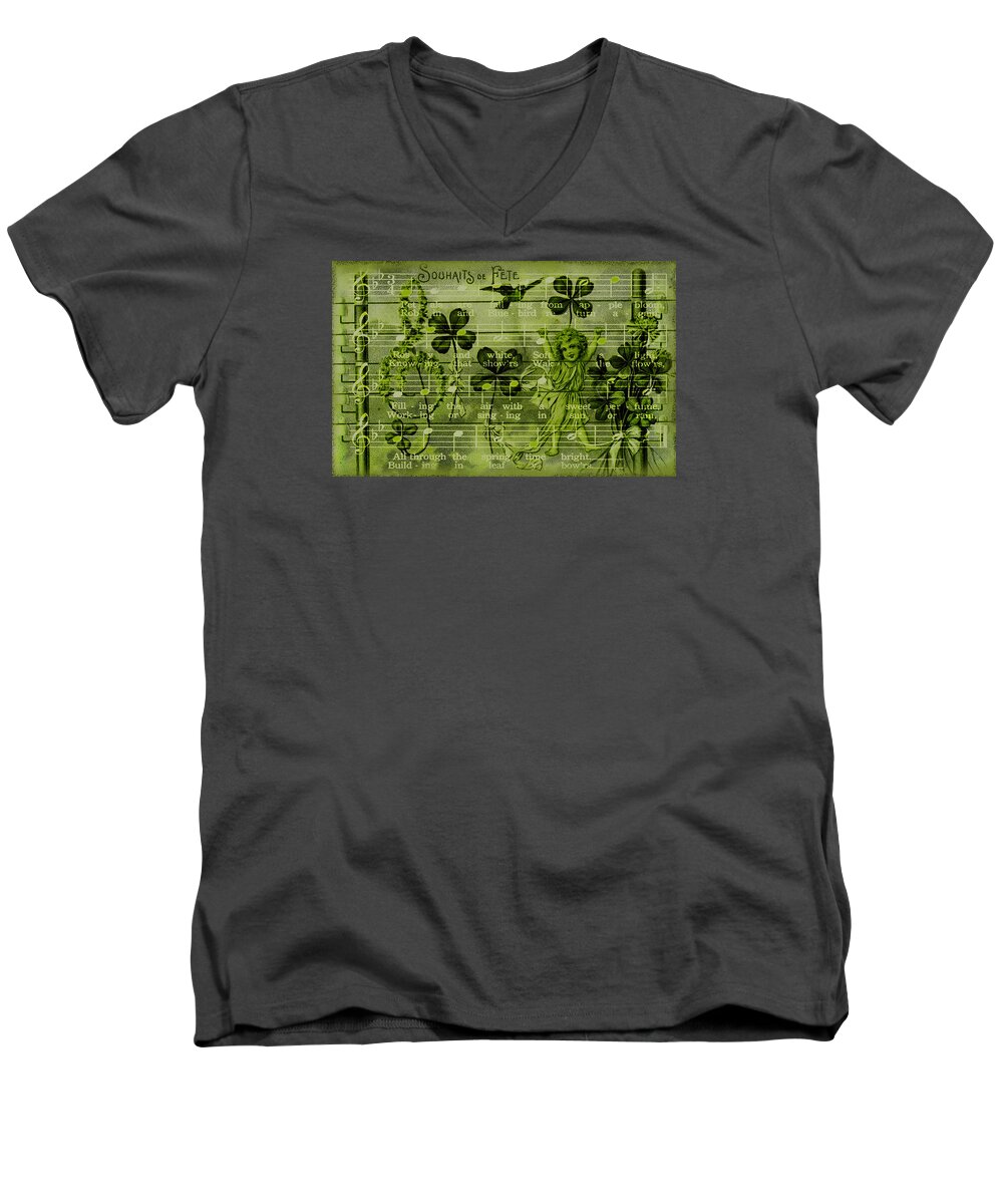 Souhaits De Fete Men's V-Neck T-Shirt featuring the digital art Souhaits DE Fete by Sandra Foster