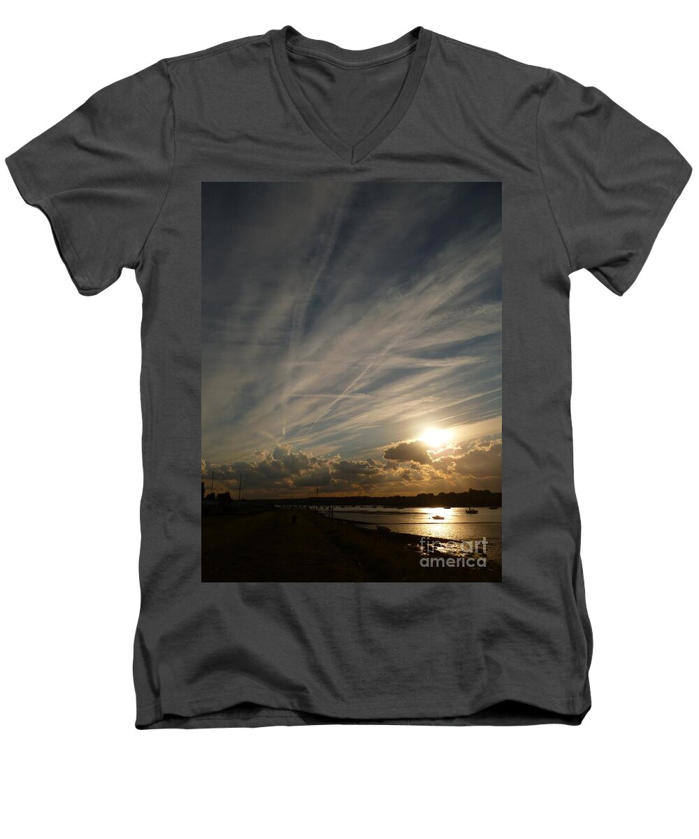 Spirits Men's V-Neck T-Shirt featuring the photograph Spirits Flying In The Sky by Vicki Spindler