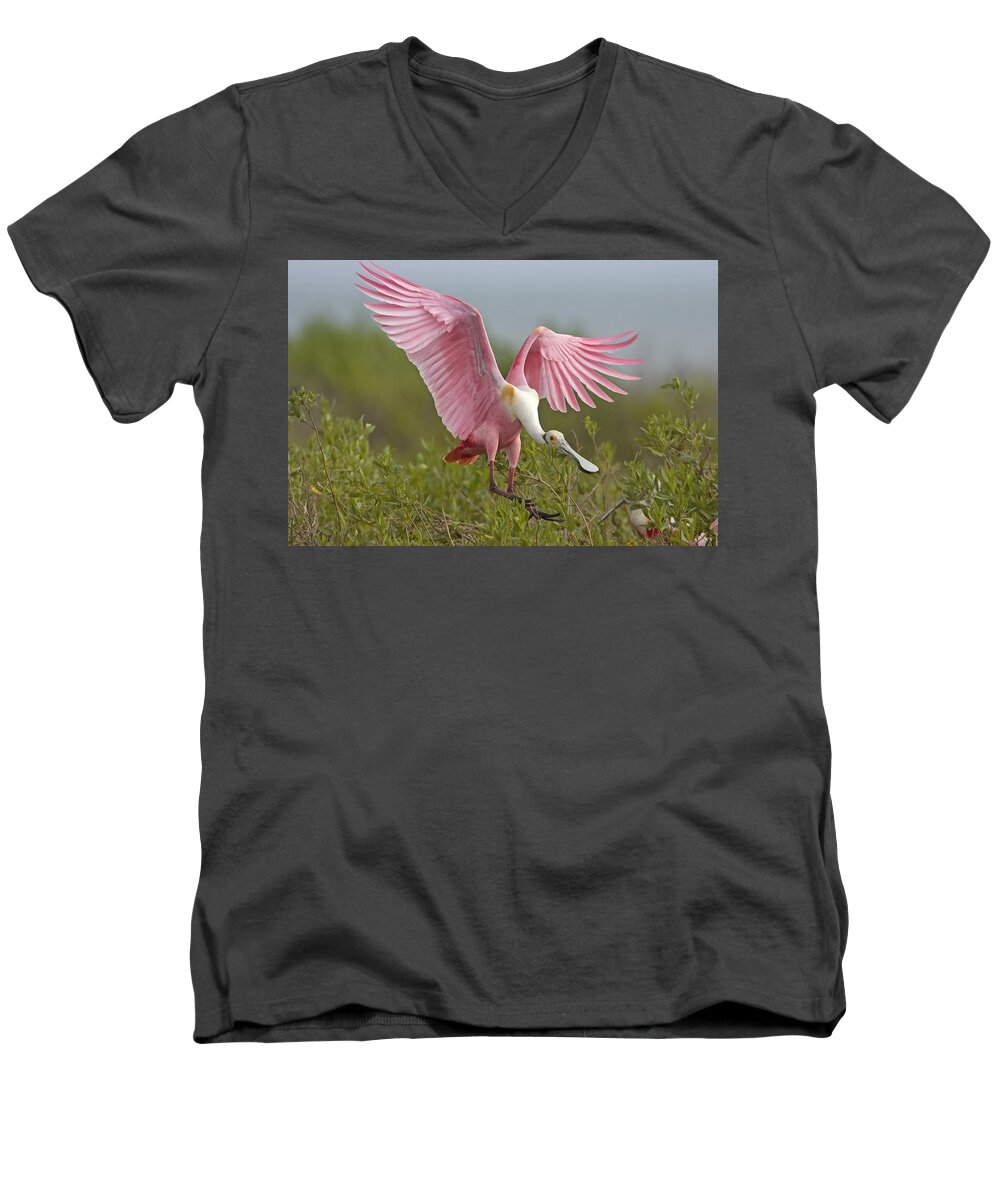 Pink Men's V-Neck T-Shirt featuring the photograph Spoonie by Jack Milchanowski