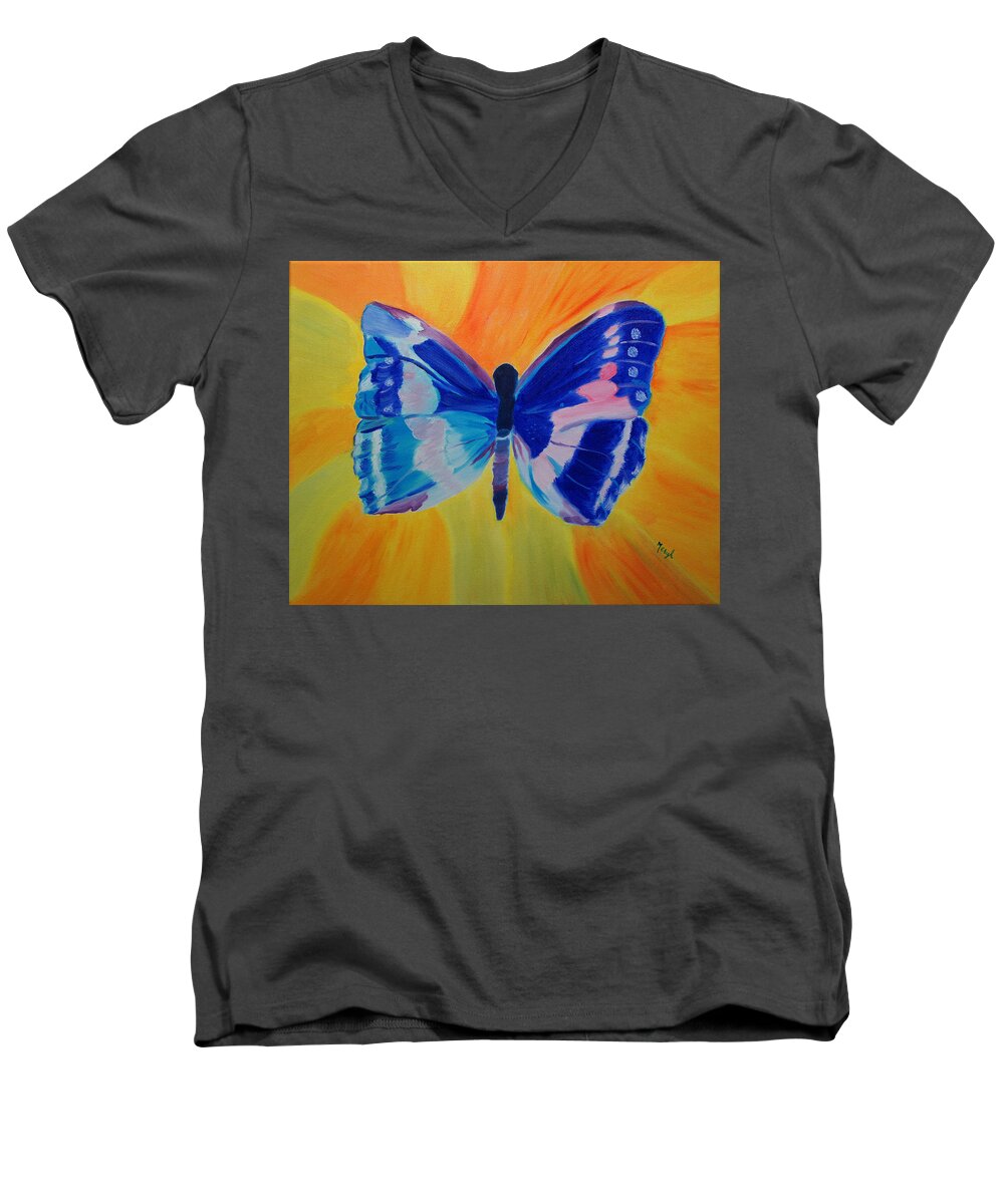 Butterfly Men's V-Neck T-Shirt featuring the painting Spreading My Wings by Meryl Goudey