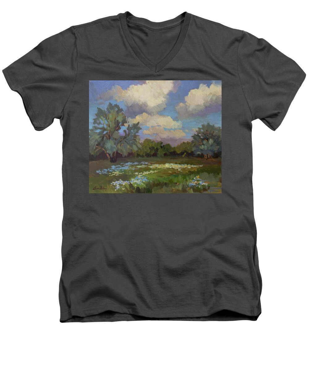 Spring Men's V-Neck T-Shirt featuring the painting Spring by Diane McClary