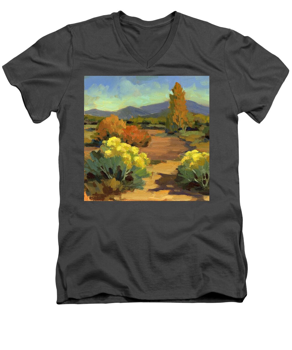 Spring Men's V-Neck T-Shirt featuring the painting Spring in Santa Fe by Diane McClary