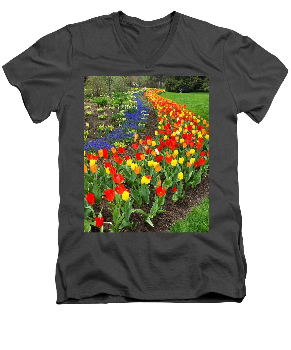 Blue Men's V-Neck T-Shirt featuring the photograph Spring Streaming By by Bill Pevlor
